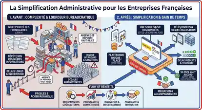 Illustration montrant la simplification administrative pour les entreprises françaises