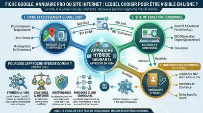 Comparaison annuaire professionnel et site web pour la visibilité d'une entreprise en 2026